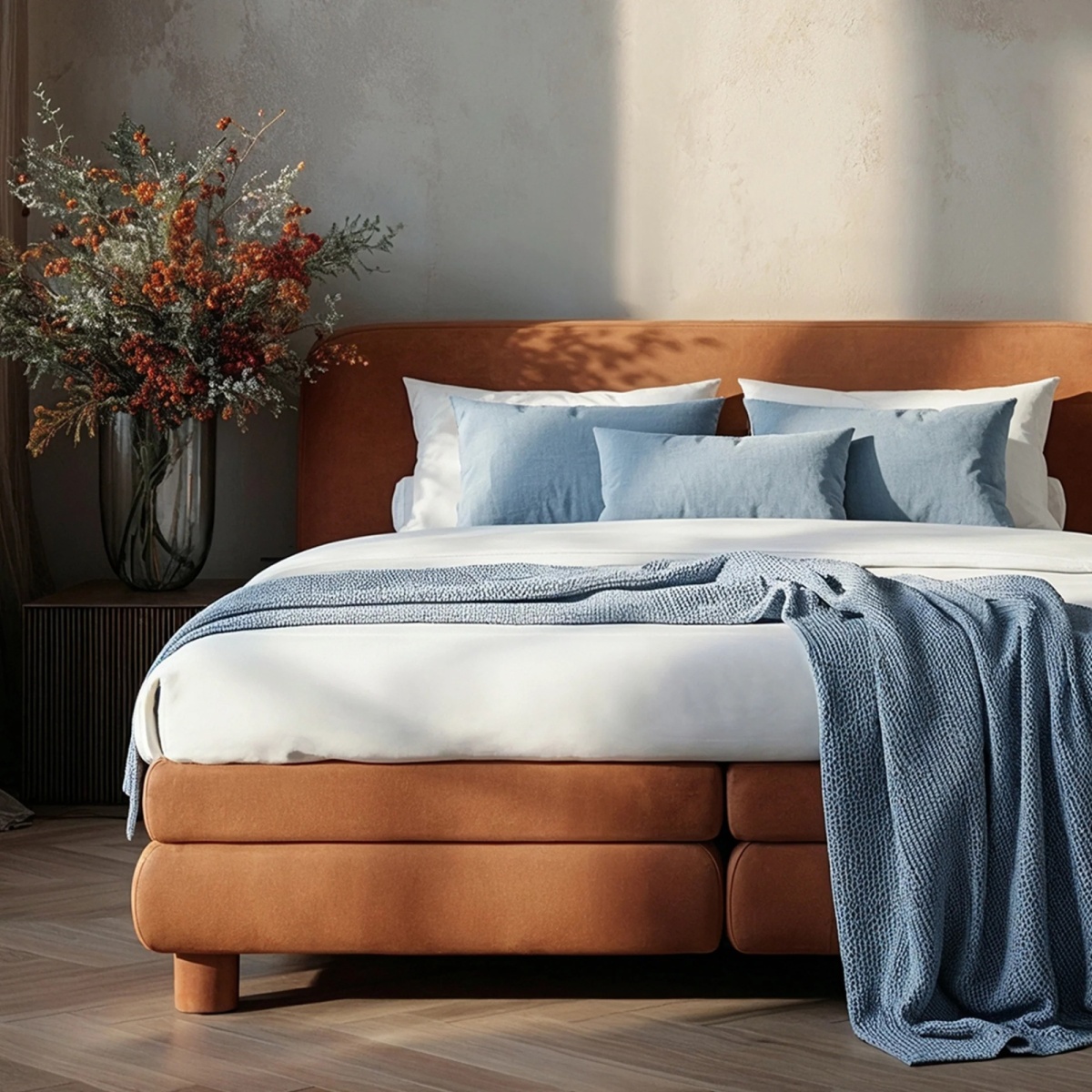 Kontinentalbett und Sofa im Set - wie man Schlafzimmer und Wohnzimmer harmonisch einrichtet